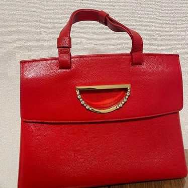 Red leather handbag Samantha Thavasa