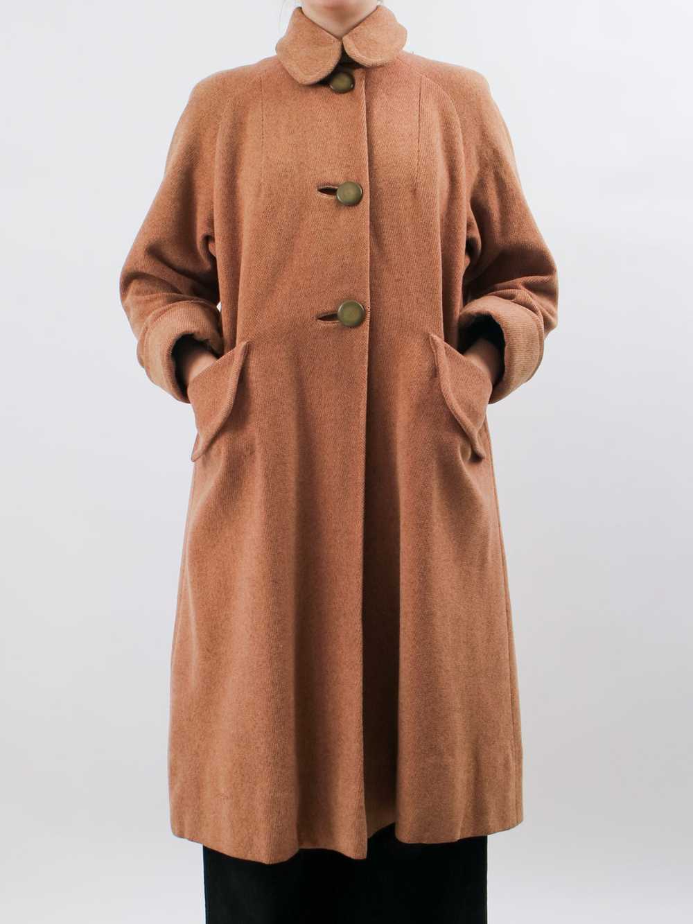 1950s Oversized Orange Wool Swing Coat - image 2