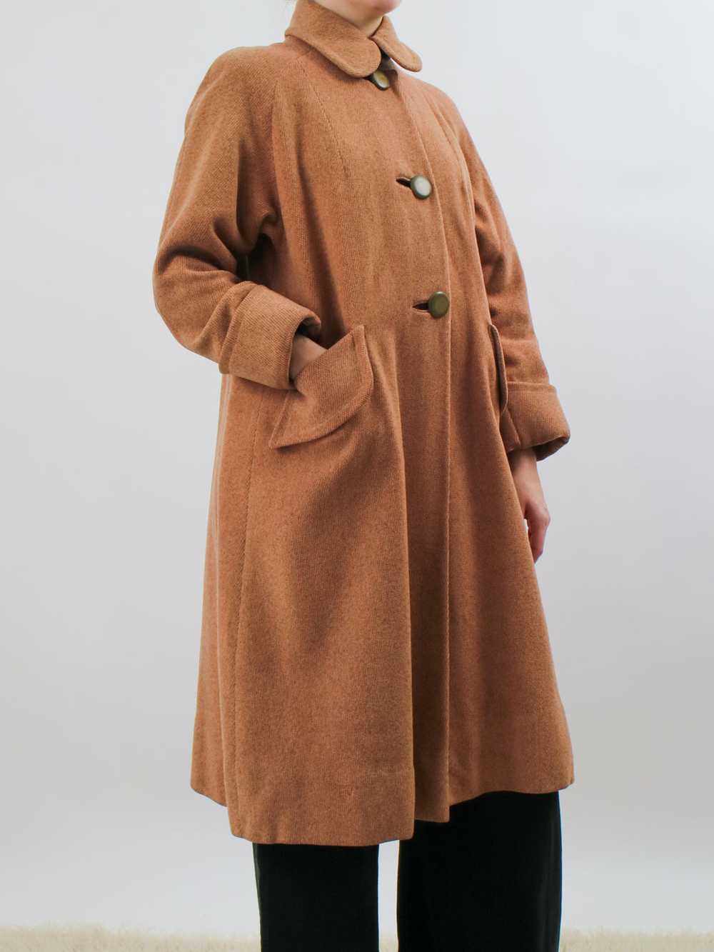 1950s Oversized Orange Wool Swing Coat - image 5