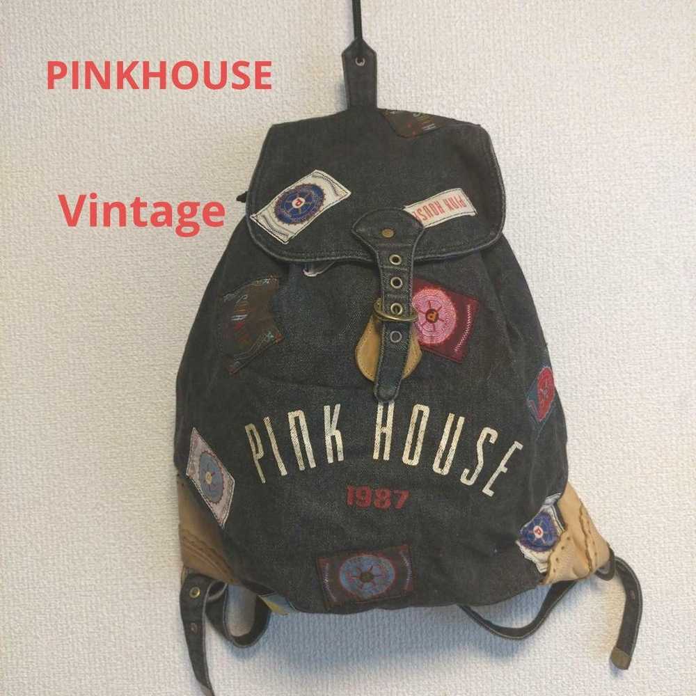 ☆Super Rare☆ Pink House Black Denim Patchwork Bac… - image 1