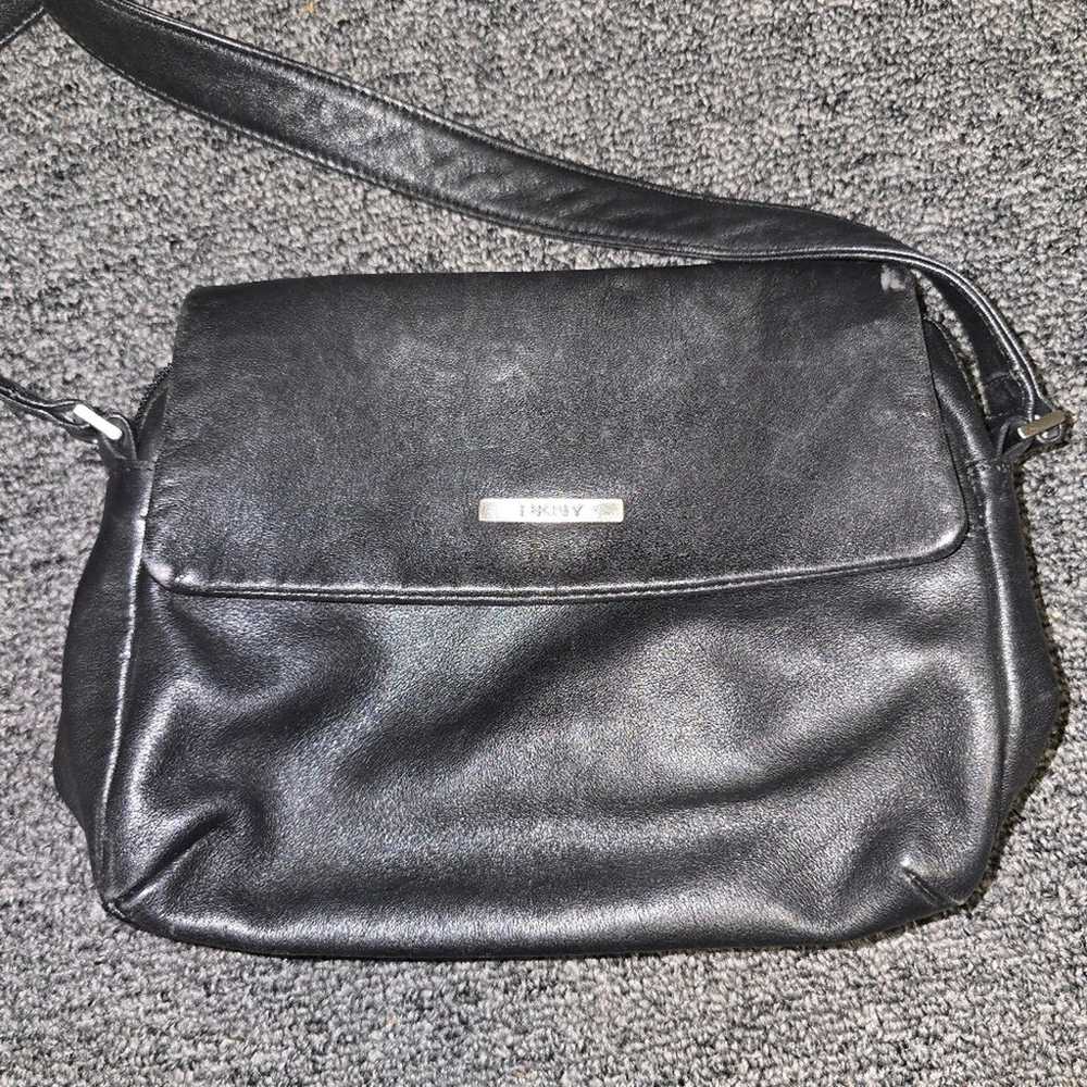 DKNY Vintage Black Genuine Leather Crossbody Bag - image 2