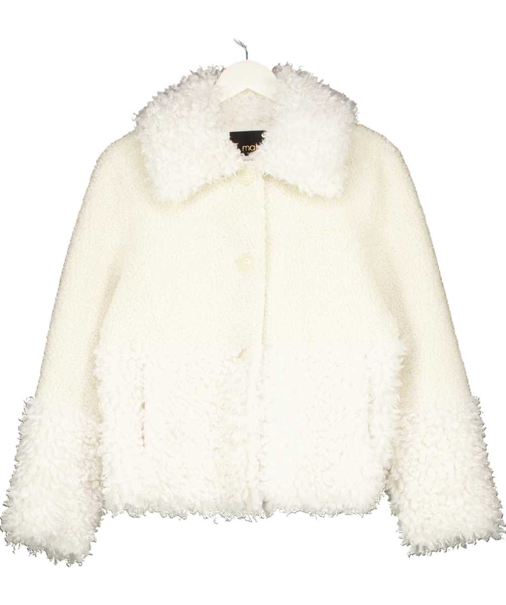 Maje Cream Short Faux Shearling Fur Coat UK 8 - image 1