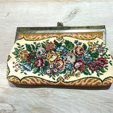 Vintage floral tapestry clutch - image 1