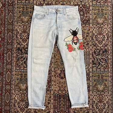 Gucci Gucci Bee Embroidered Denim Jeans size 32 I… - image 1