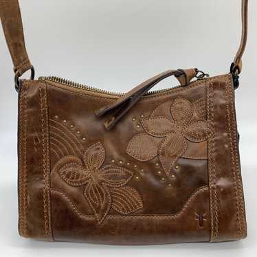 Frye Leather Handbags Studded Floral Zip Crossbod… - image 1