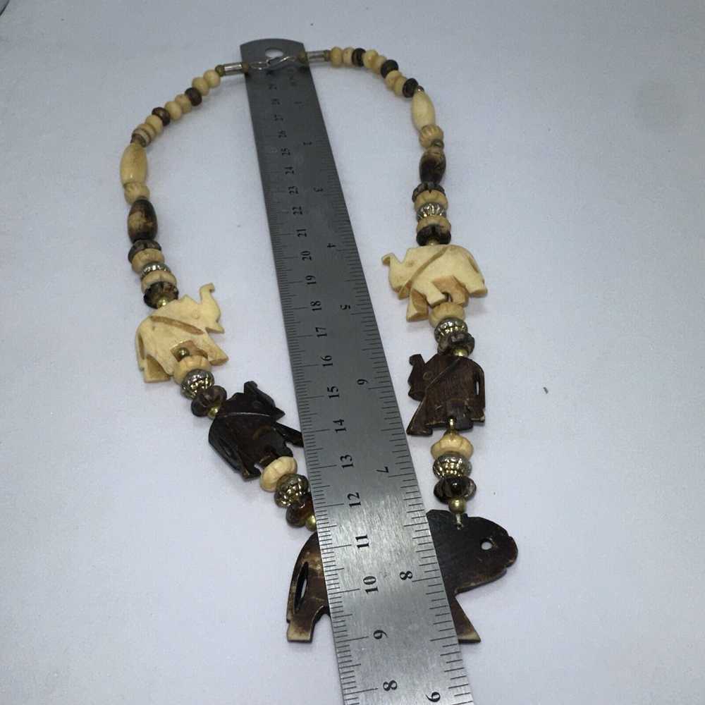 Unkwn African Safari Wood Necklace Carved Animals… - image 5