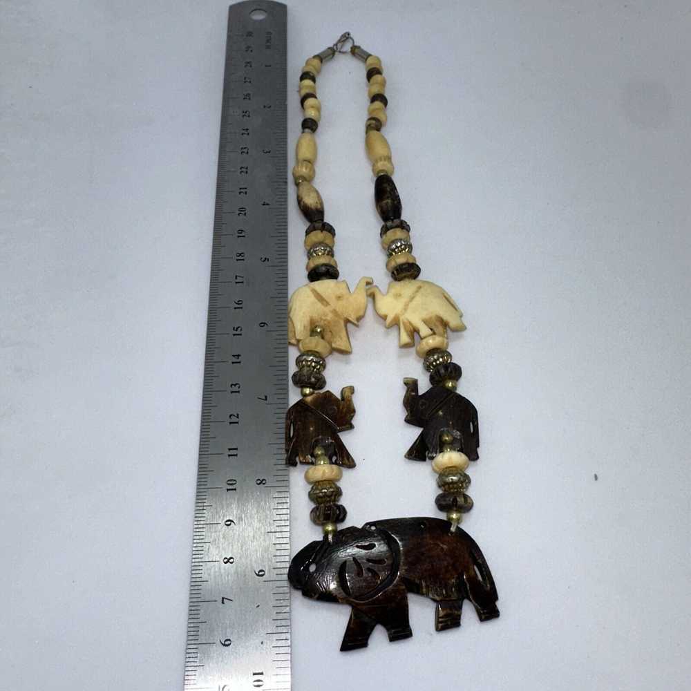 Unkwn African Safari Wood Necklace Carved Animals… - image 6