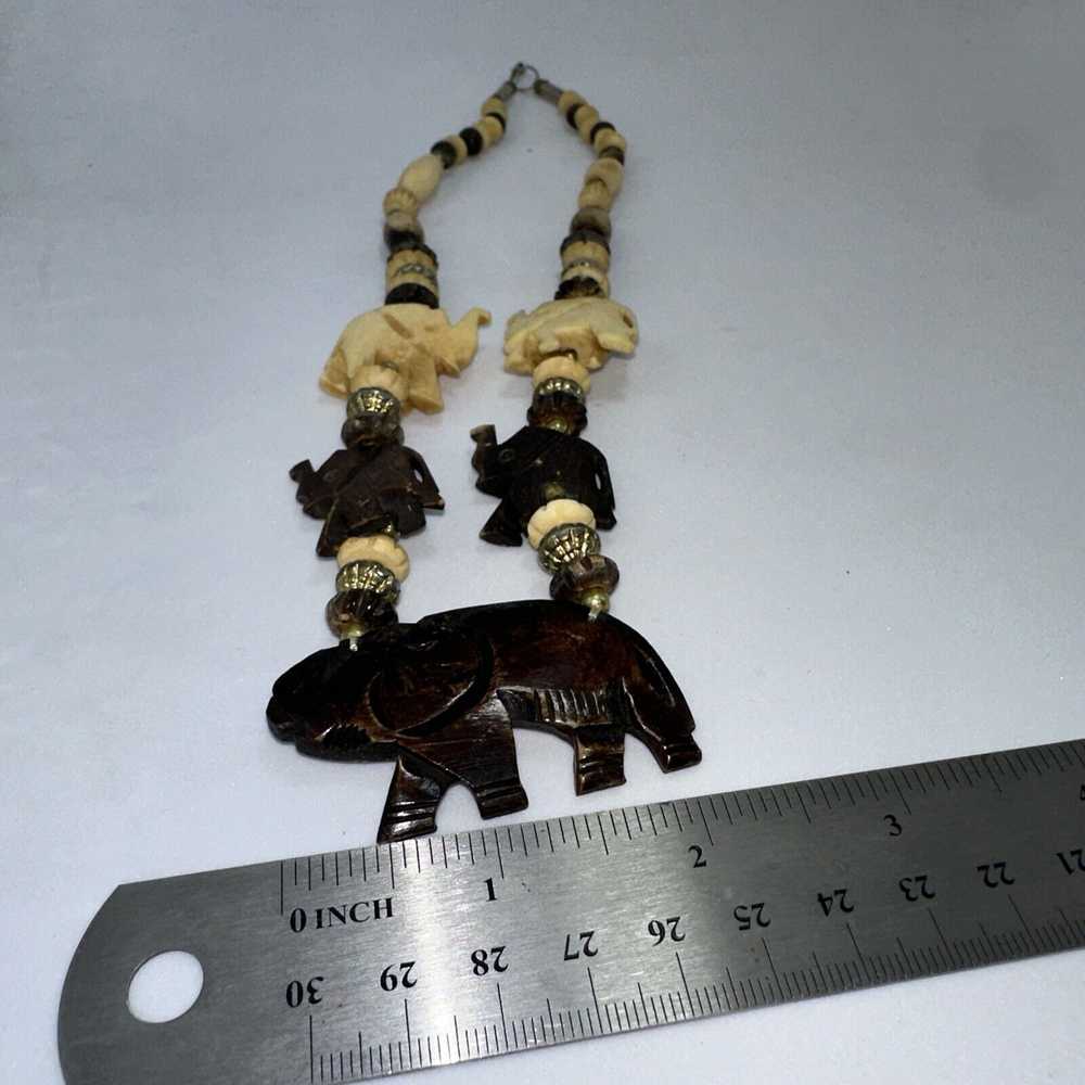 Unkwn African Safari Wood Necklace Carved Animals… - image 7