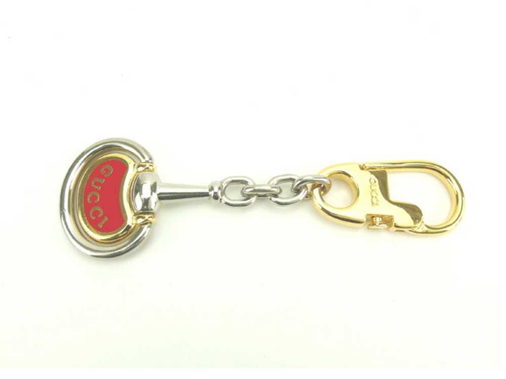 Gucci Keychain Key Ring Logo Silver Gold Red -   … - image 2