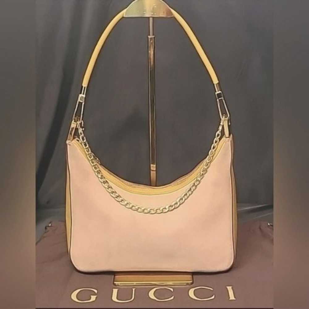 GUCCI VINTAGE 1990’S PINK SUEDE SHOULDER BAG SUED… - image 2