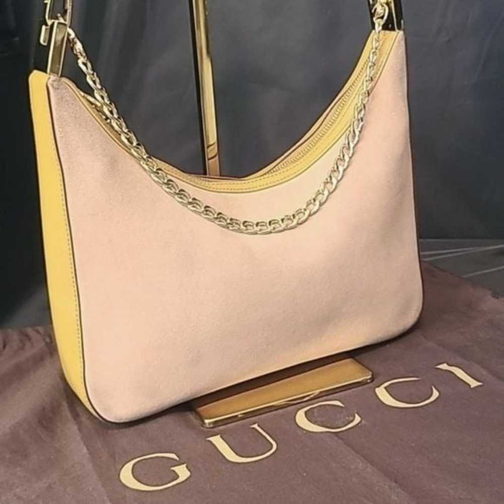 GUCCI VINTAGE 1990’S PINK SUEDE SHOULDER BAG SUED… - image 3