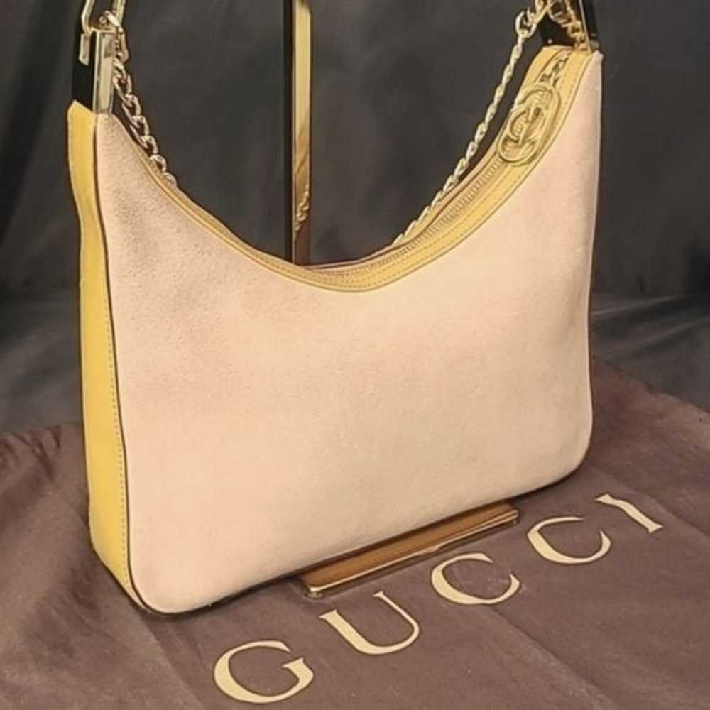 GUCCI VINTAGE 1990’S PINK SUEDE SHOULDER BAG SUED… - image 5