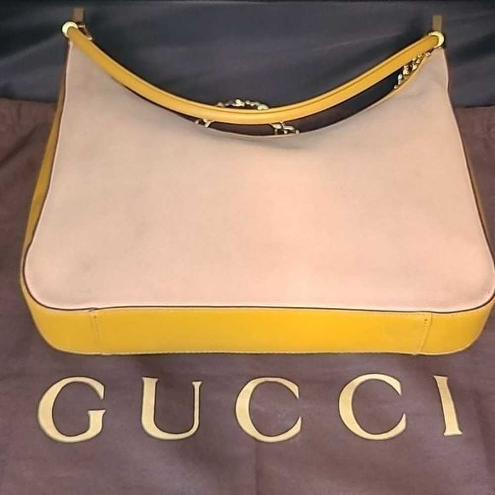 GUCCI VINTAGE 1990’S PINK SUEDE SHOULDER BAG SUED… - image 8