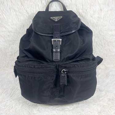 PRADA Triangle Logo Backpack Leather Nylon