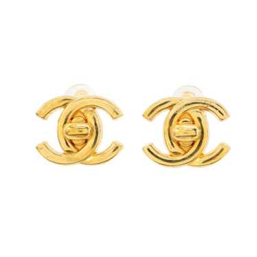 Chanel CHANEL Coco Mark Turnlock Earrings Gold 96P - image 1