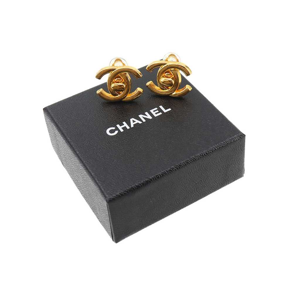 Chanel CHANEL Coco Mark Turnlock Earrings Gold 96P - image 2