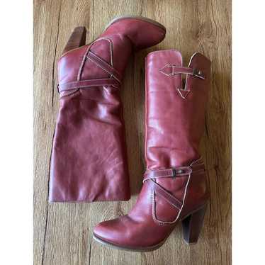 Zodiac Vintage Red Knee High Boots Size 6.5 - image 1