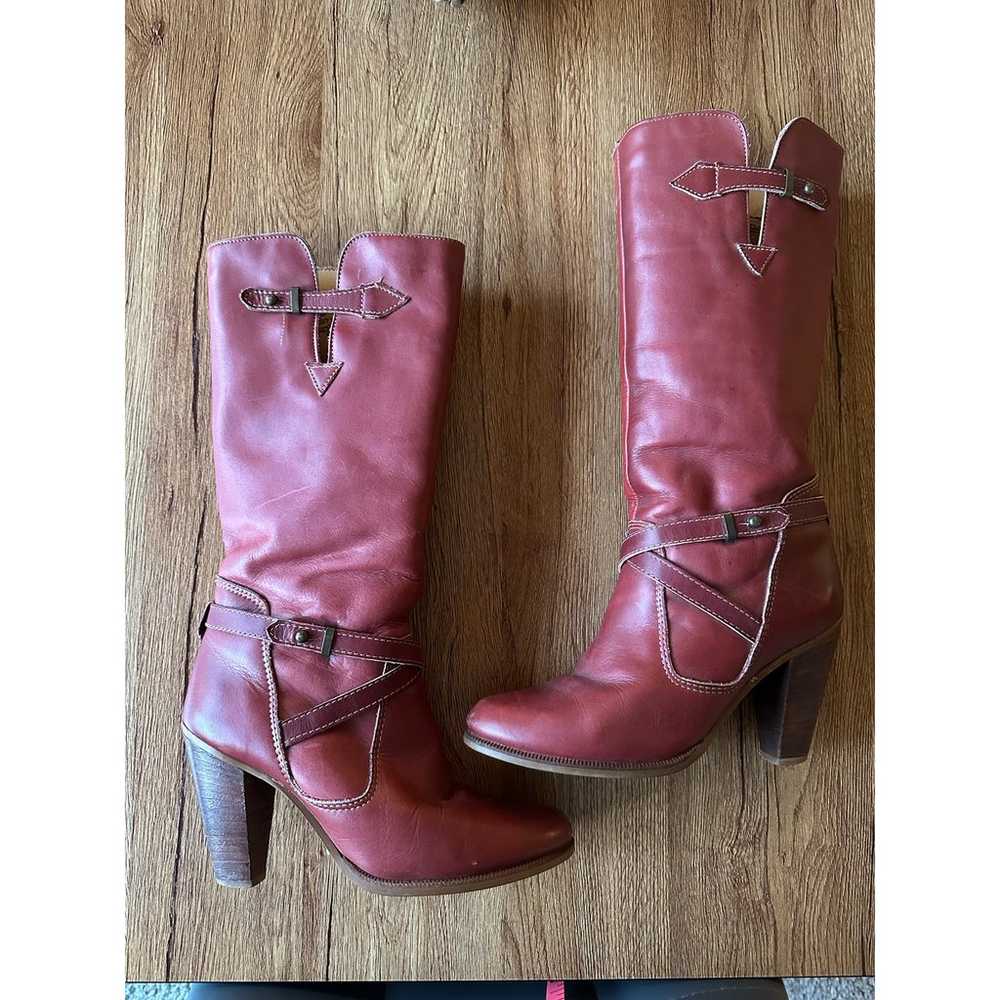 Zodiac Vintage Red Knee High Boots Size 6.5 - image 2