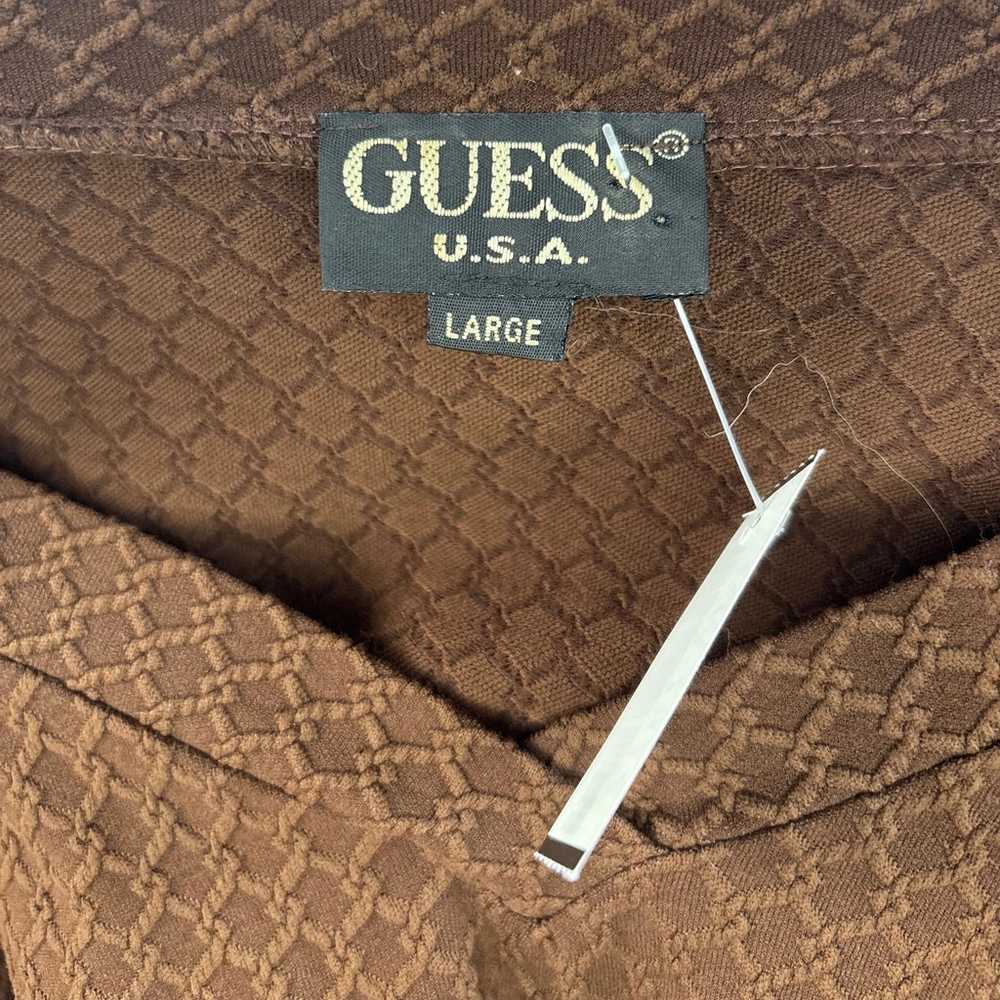 Guess V-neck Long Sleeve Top - Medium Brown Nylon… - image 4