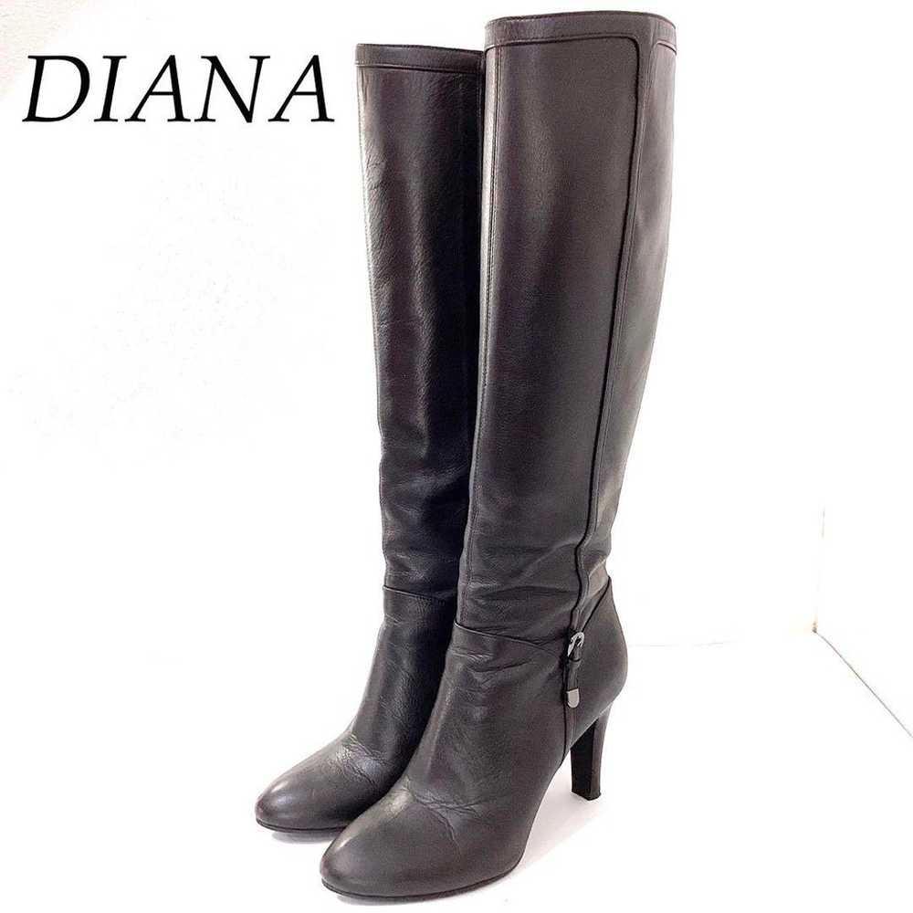 Diana 24cm Leather Long Boots with Side Belt and … - image 1