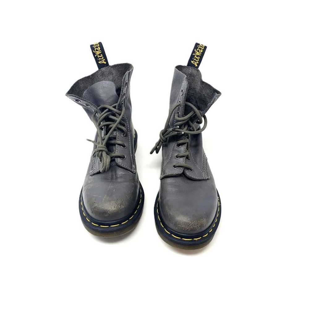 Dr. Martens Classic Gray Leather Combat Boots/ Ye… - image 1