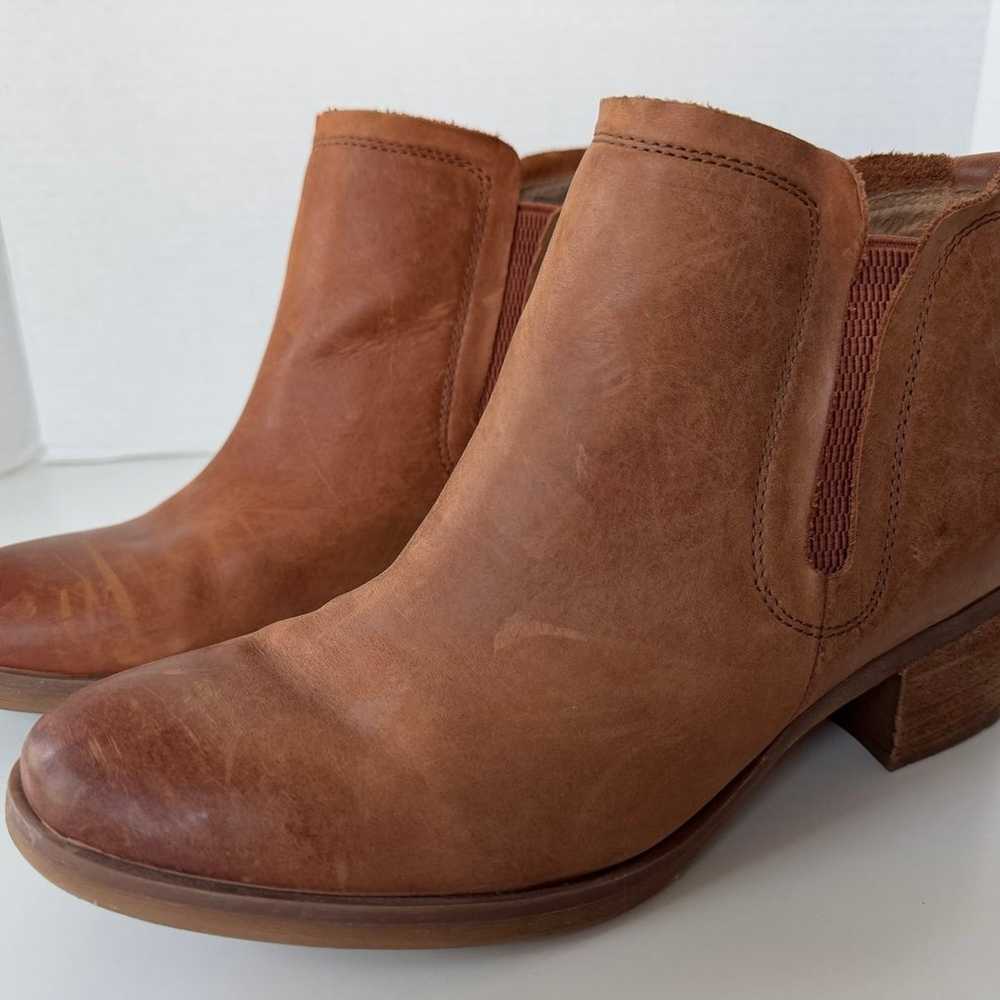 KORKS Tan Leather Tea Stretch Ankle Bootie Boots … - image 2