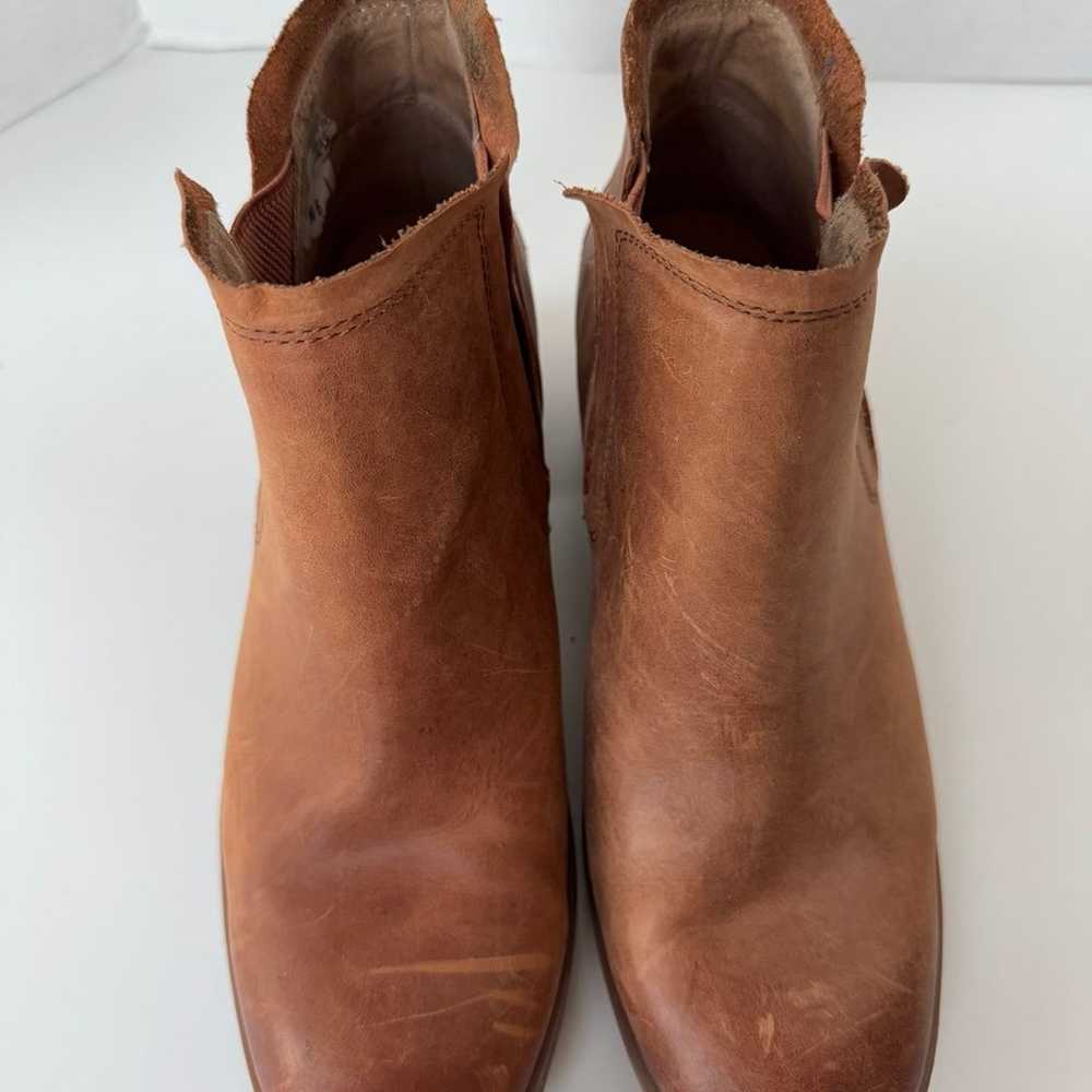 KORKS Tan Leather Tea Stretch Ankle Bootie Boots … - image 3