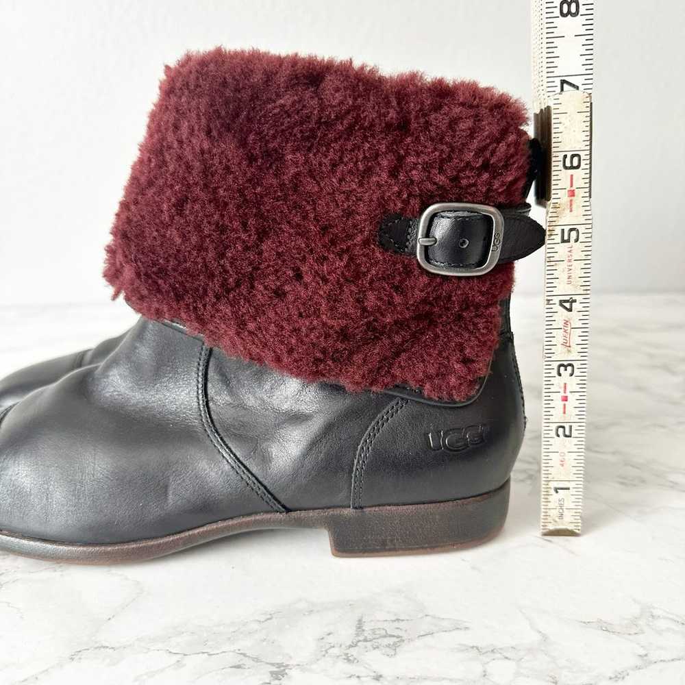 UGG Inez Short Ankle Boot Black Leather Maroon Sh… - image 11