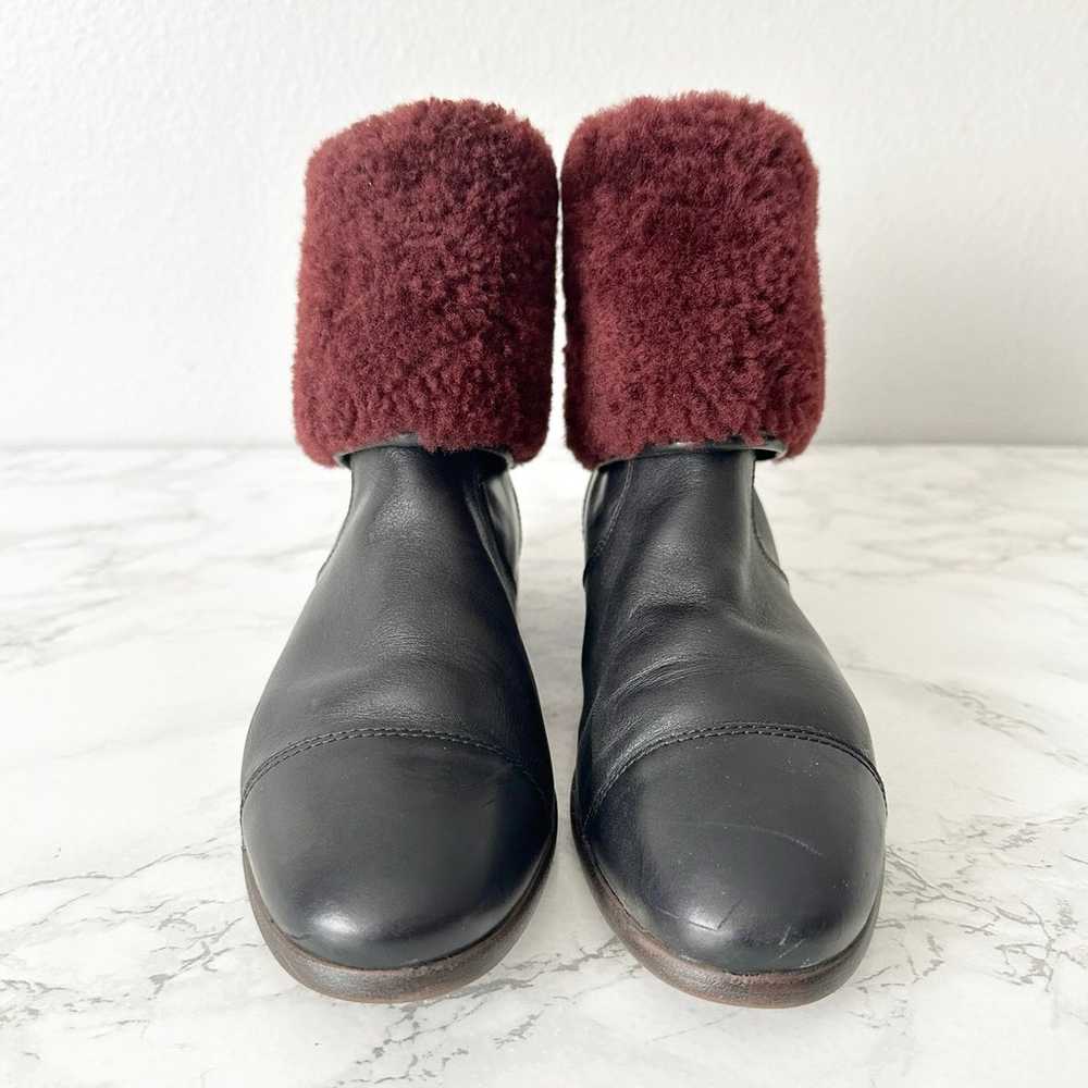 UGG Inez Short Ankle Boot Black Leather Maroon Sh… - image 2