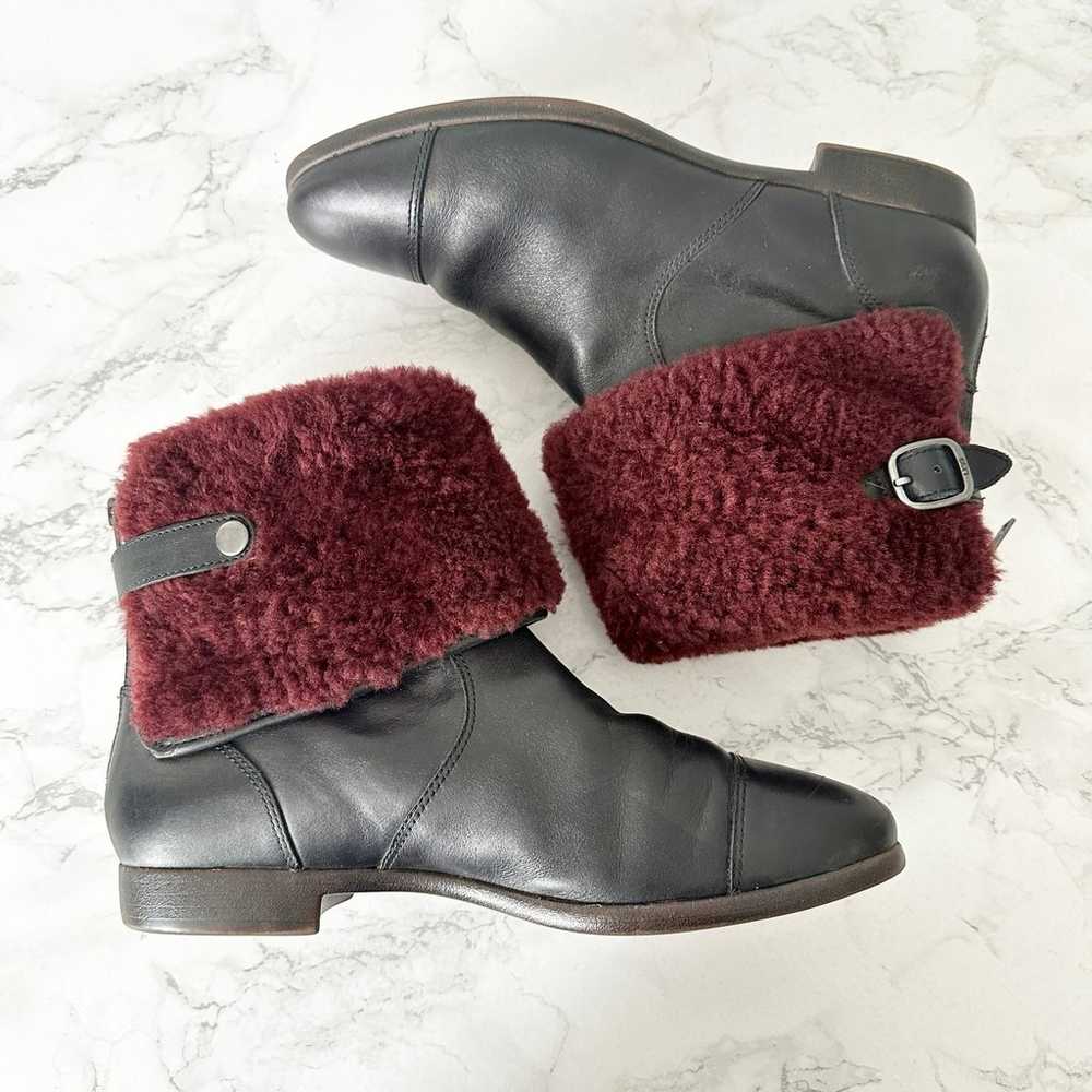 UGG Inez Short Ankle Boot Black Leather Maroon Sh… - image 8