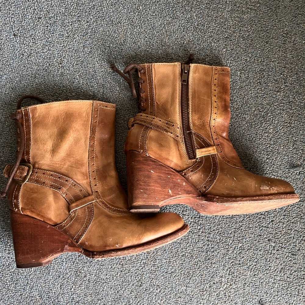 Bed Stu Brown Leather Booties Sz 7 - image 2