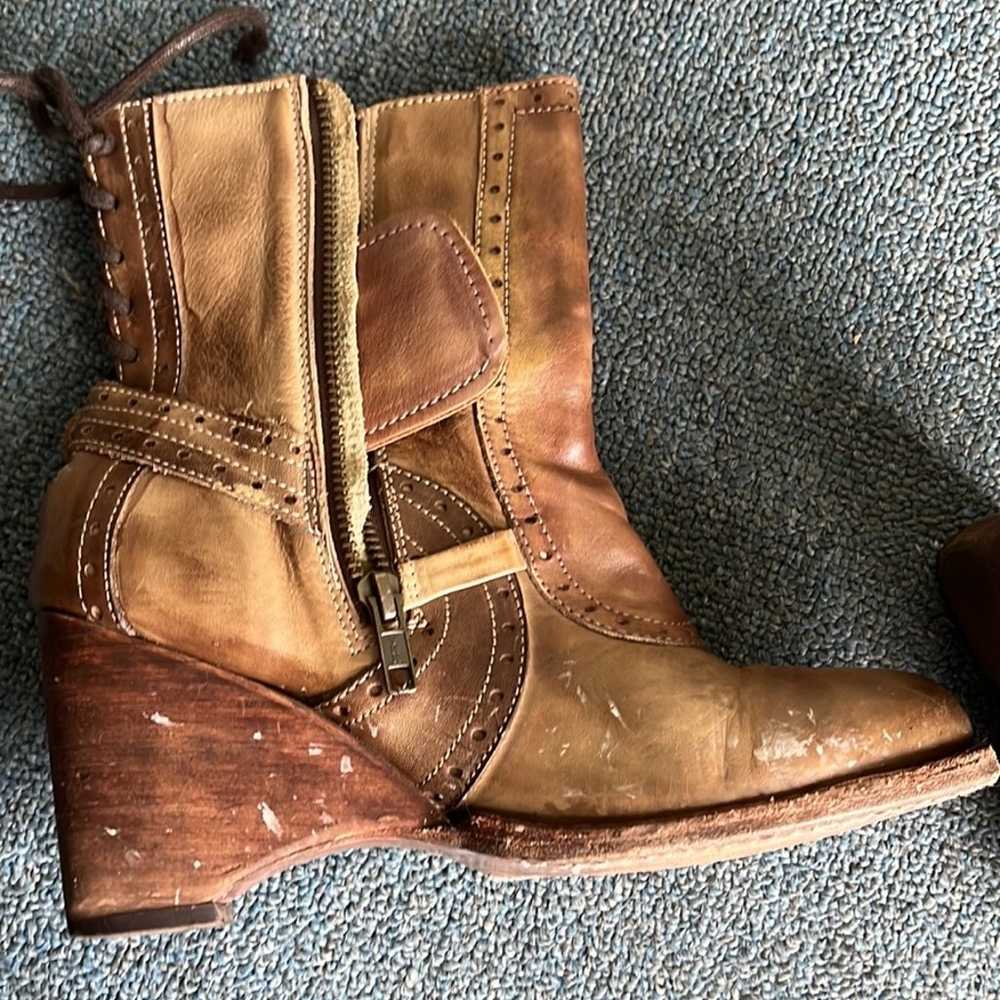 Bed Stu Brown Leather Booties Sz 7 - image 8