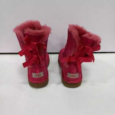 Ugg Women's Pink Suede Bailey Bow Shearling Sheep… - image 1