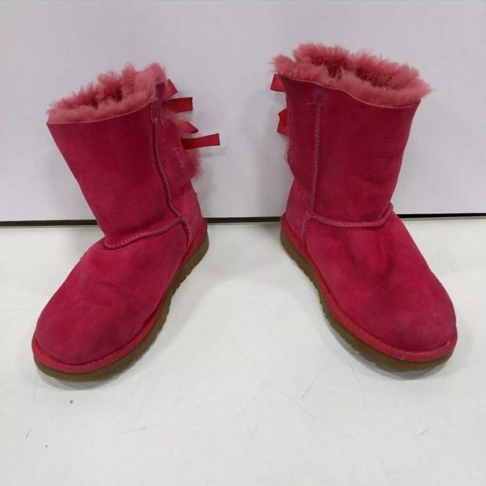 Ugg Women's Pink Suede Bailey Bow Shearling Sheep… - image 2