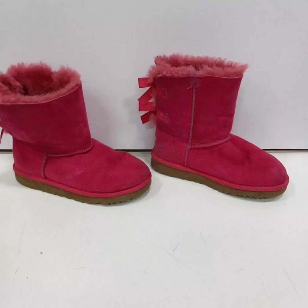 Ugg Women's Pink Suede Bailey Bow Shearling Sheep… - image 4