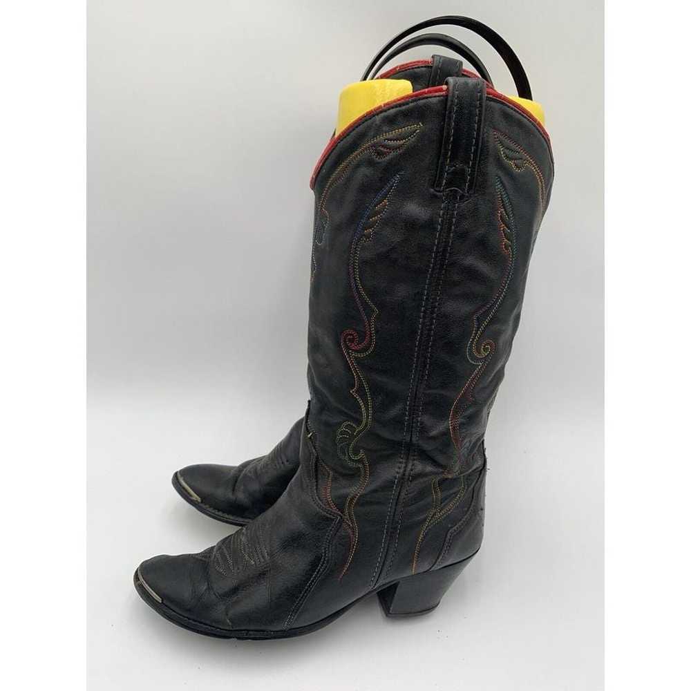 Vintage ACME Cowboy Boots Rainbow Embroidered Sti… - image 1