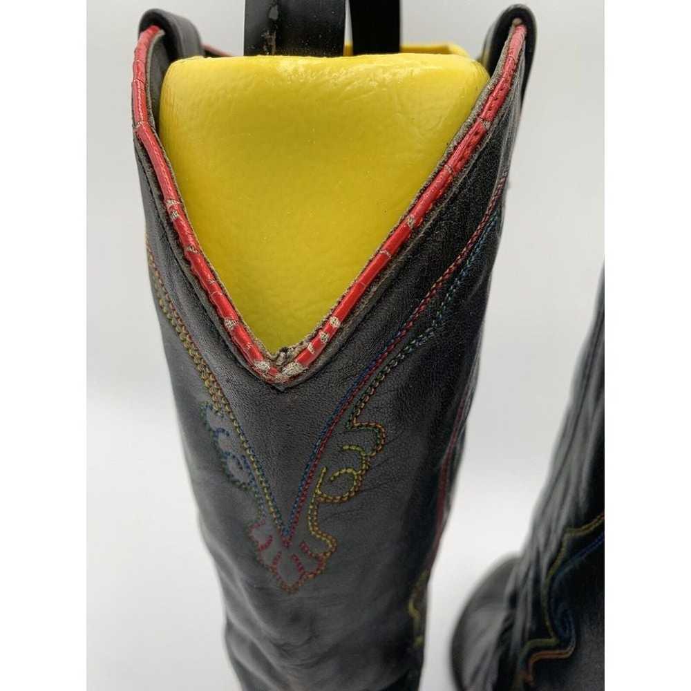 Vintage ACME Cowboy Boots Rainbow Embroidered Sti… - image 6