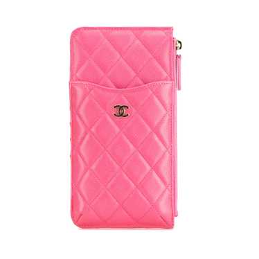 Chanel Chanel CC Quilted Caviar Flat Phone Case W… - image 1