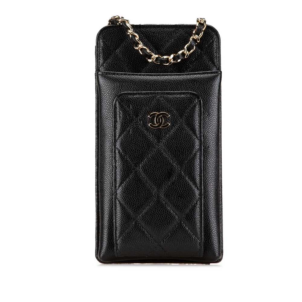 Chanel Chanel Quilted Caviar O Phone Holder with … - image 1