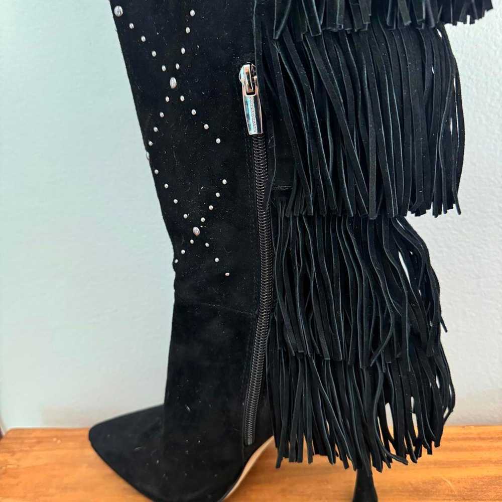 Vince Camuto Size 9 Black Suede Long Boots with F… - image 3