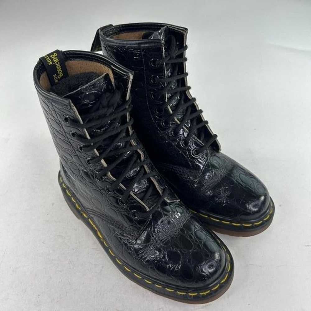 VTG Dr. Martens 1460 Boots Black Crocodile Emboss… - image 5