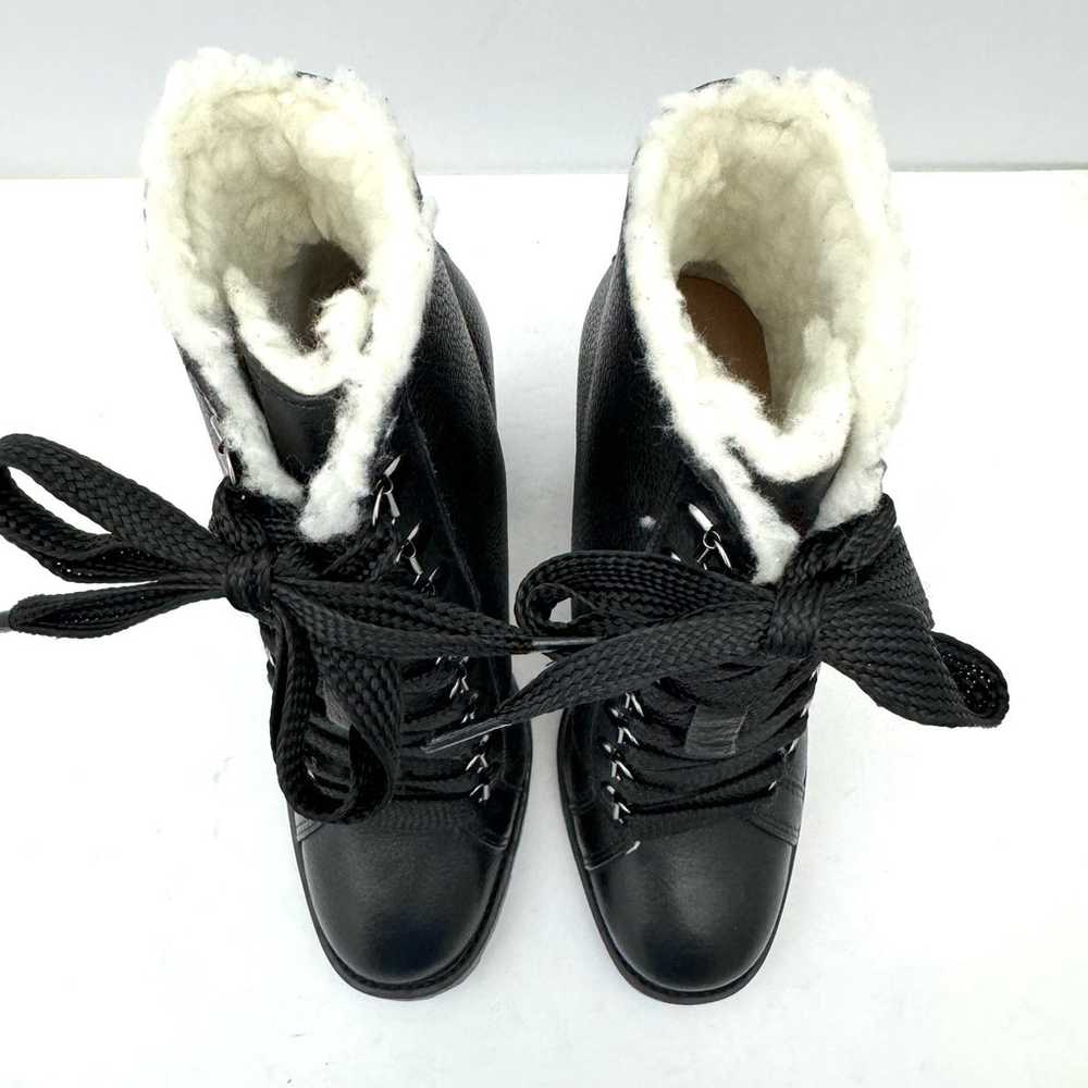 Schutz Zhara Black Leather Sherpa Lined Heeled La… - image 4