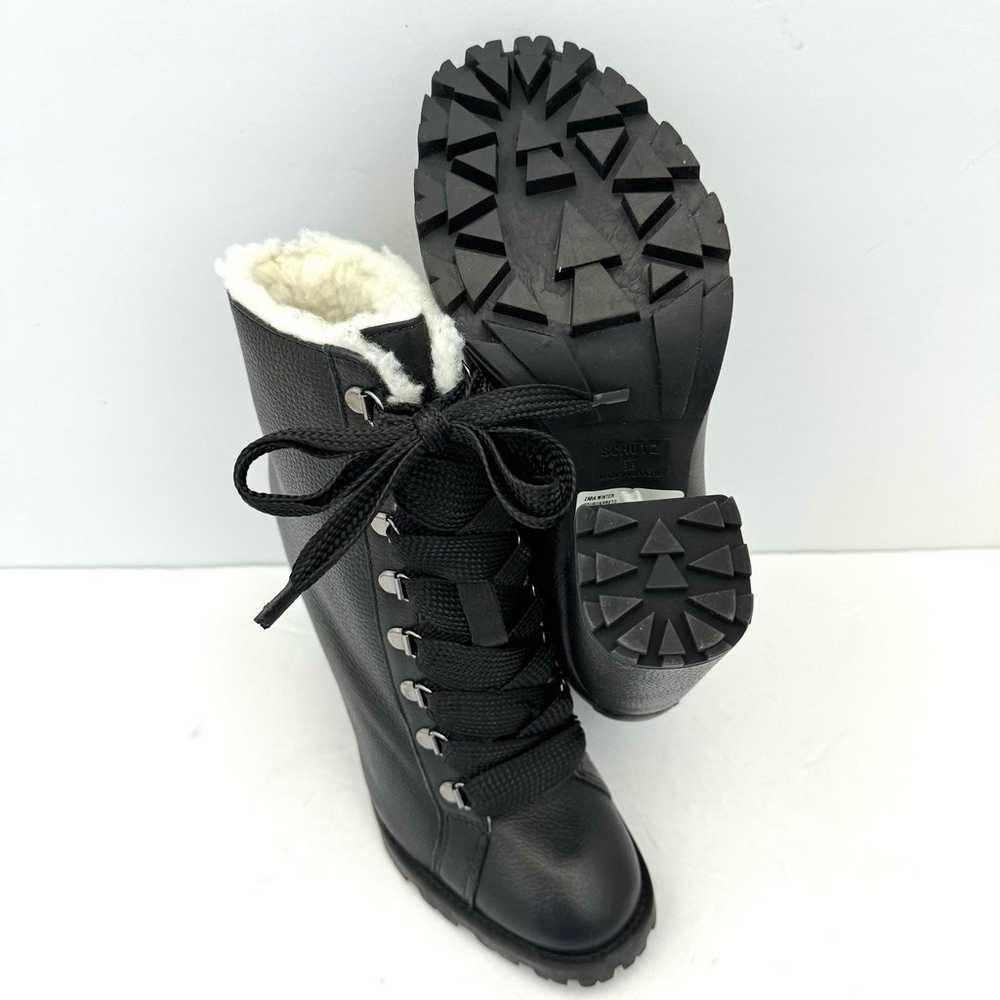 Schutz Zhara Black Leather Sherpa Lined Heeled La… - image 8