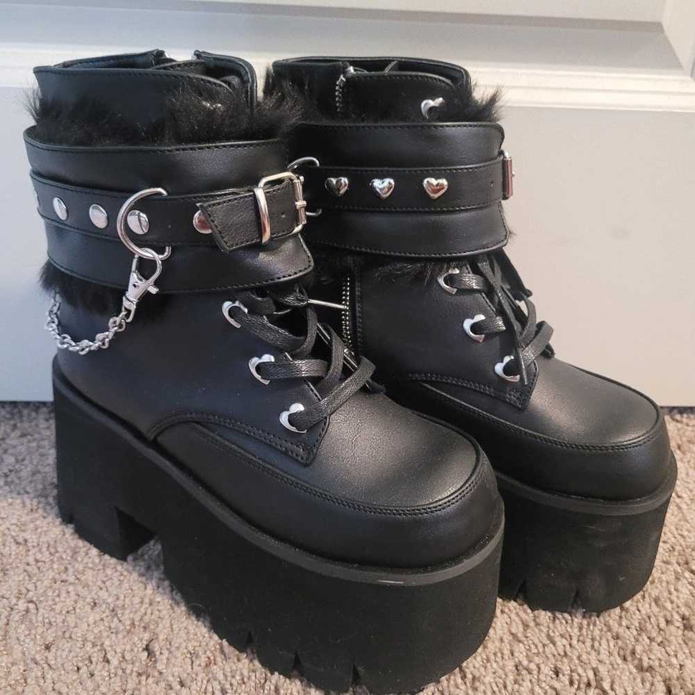 Size 7 Demonia Ashes-57 Black Platform Boot - image 2