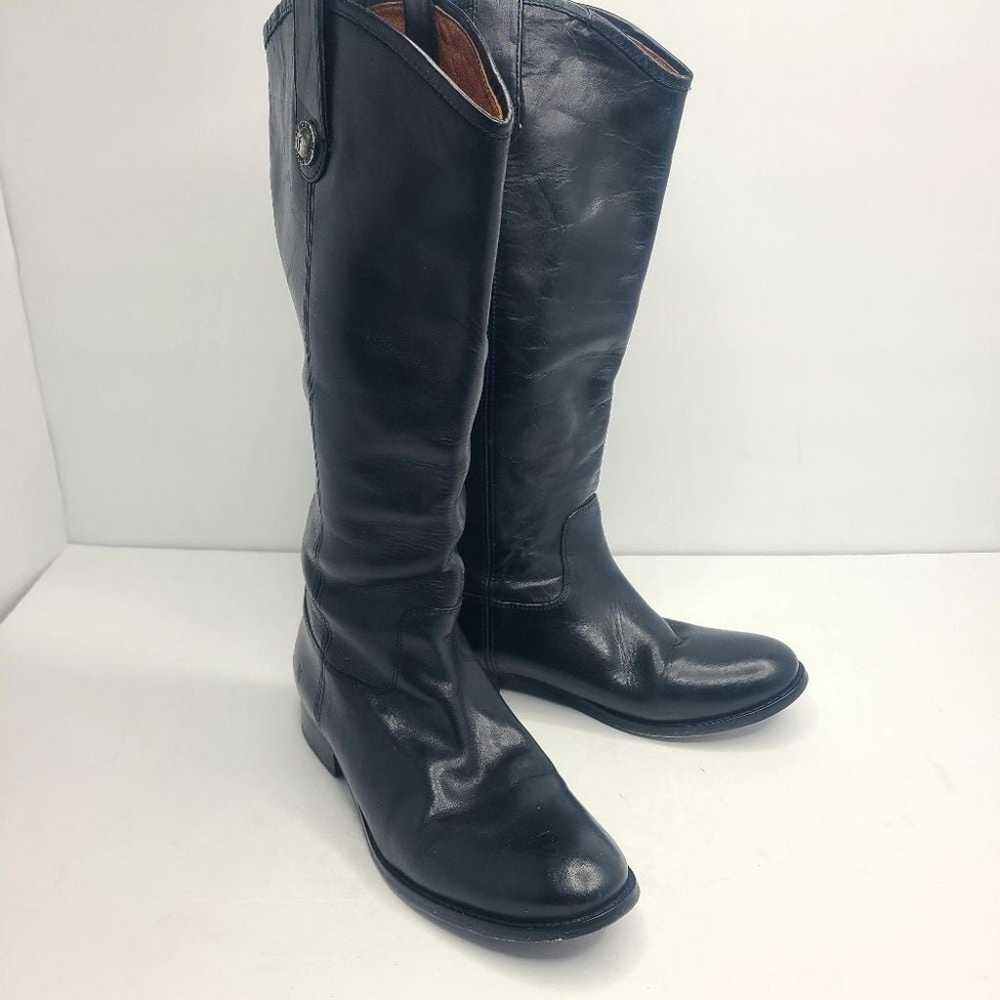 FRYE Melissa Leather Button Lug Tall Black Riding… - image 1