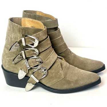 TOGA PULLA Suede Buckle Western Ankle Boots Booti… - image 1