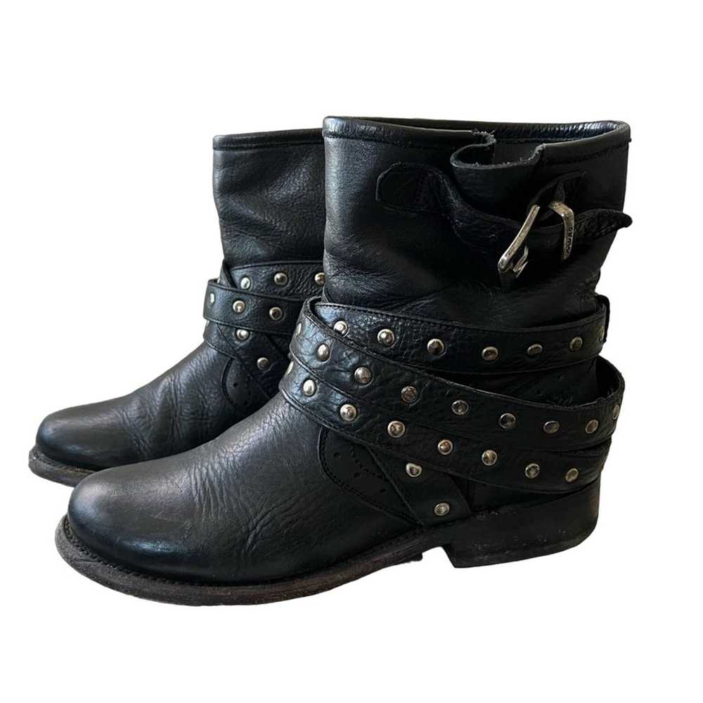 Muro Black Leather Moto Ankle Boots Women’s 6 - image 1