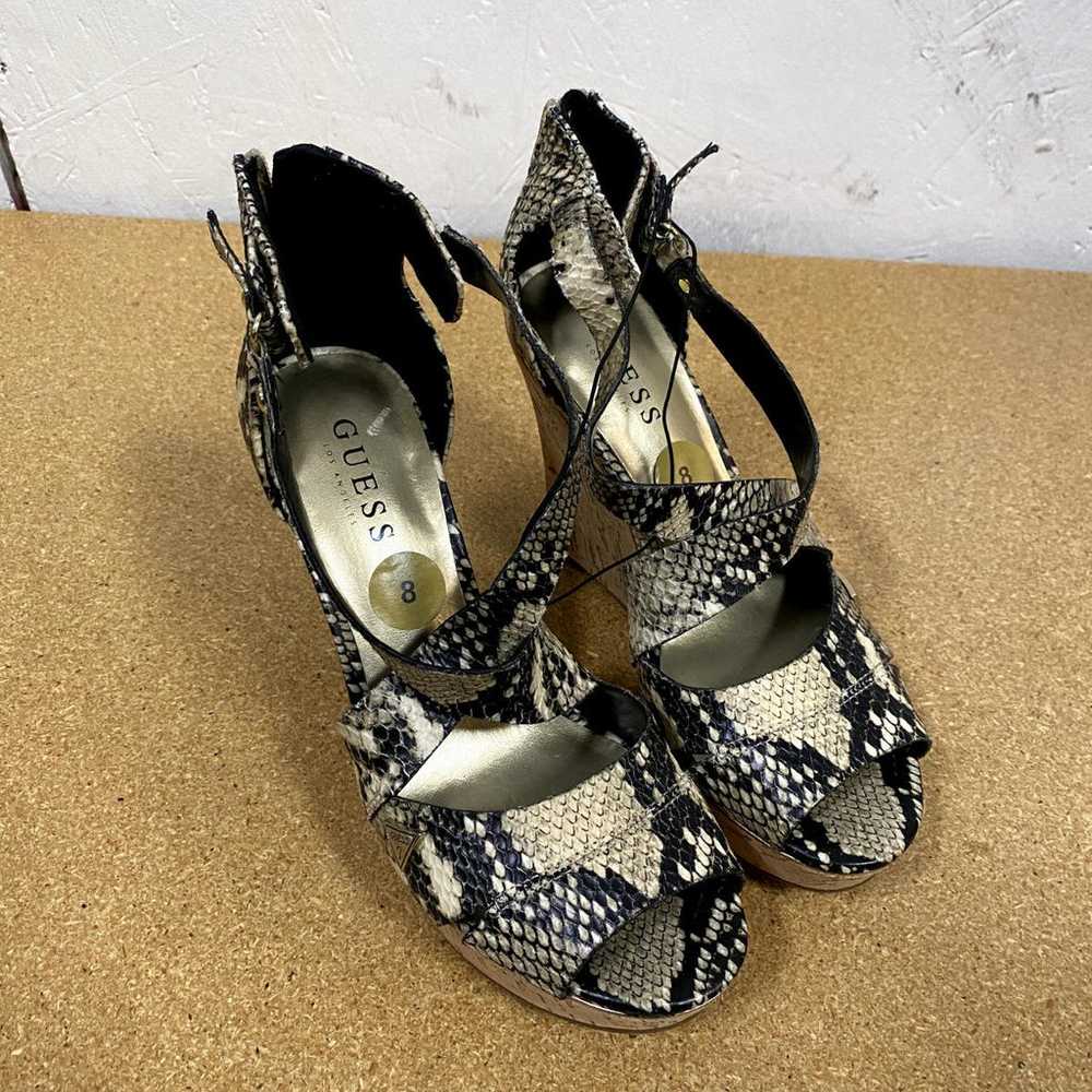 GUESS Womens Snakeskin Wedge Strappy Cork Heels S… - image 2