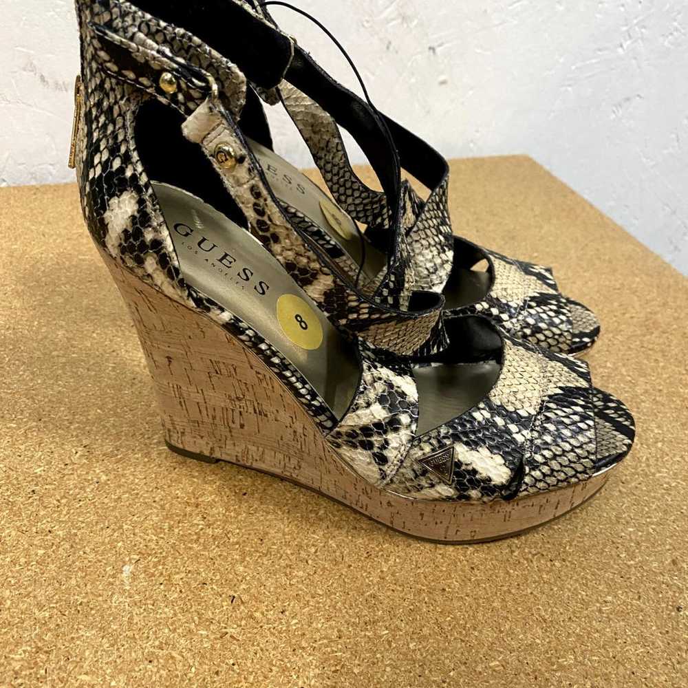 GUESS Womens Snakeskin Wedge Strappy Cork Heels S… - image 4