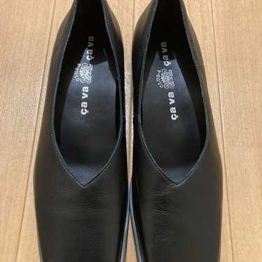 24.5cm cava cava black leather flat shoes - image 1